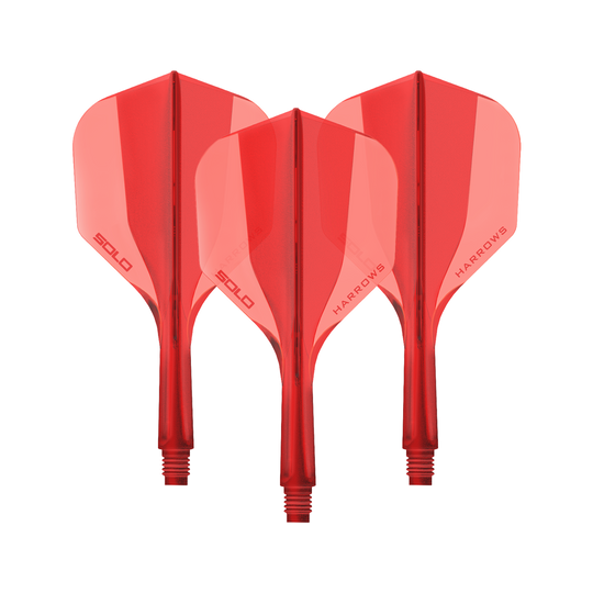 Harrows Solo No6 Flight Shaft System - Red Ein Harrows Solo No6 Flight Shaft System in Rot, 20mm lang. Das Bild zeigt ein Set Dart Shafts in kräftigem Rot.