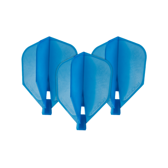 HRC-160_Harrows_Clic_Standard_Flight_Aqua_1TjITq3sE6TMKP Das Bild zeigt drei blaue Dartflights des Modells "Harrows Clic Standard Flights - Aqua". Sie haben eine klassische Standardform und bestehen aus Kunststoff.
