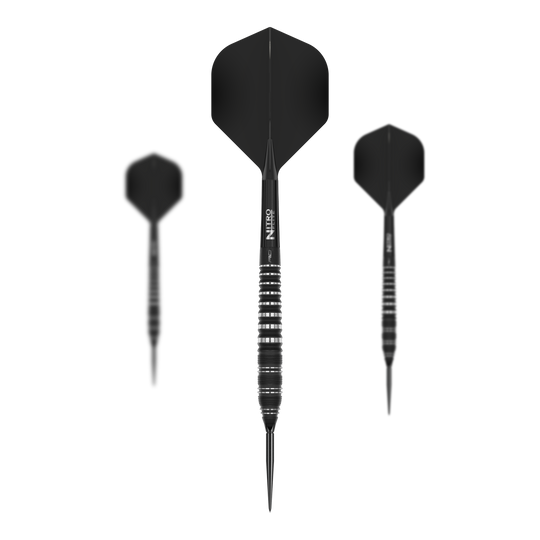 Red Dragon Sable Torpedo Switch Point Steel Darts Dieses Bild zeigt die Red Dragon Sable Torpedo Switch Point Steeldarts. Drei Darts sind nebeneinander angeordnet und deutlich sichtbar.
