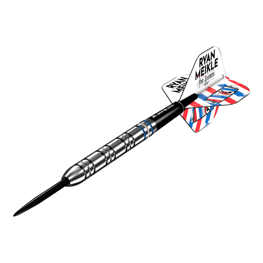Mission Ryan Meikle The Barber Steeldarts - 23g Das Bild zeigt die Mission Ryan Meikle The Barber Steeldarts - 23g. Es handelt sich um professionelle Steeldarts mit hoher Genauigkeit.