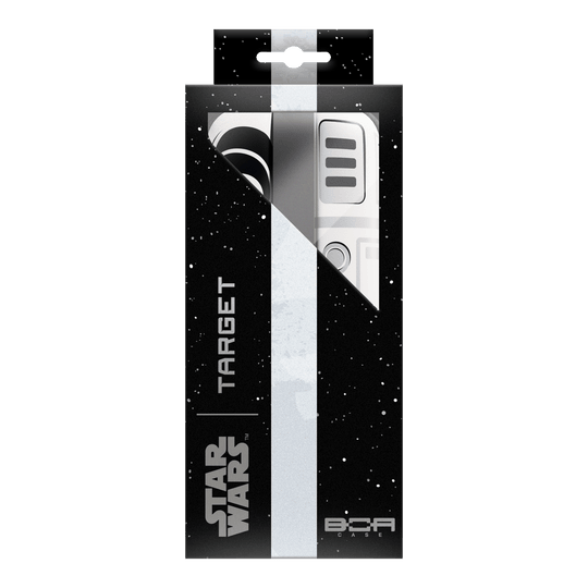 Zu sehen ist das Target Star Wars Boa Dartcase mit Stormtrooper-Motiv. Das Etui ist praktisch für den Transport und die sichere Aufbewahrung von Darts.