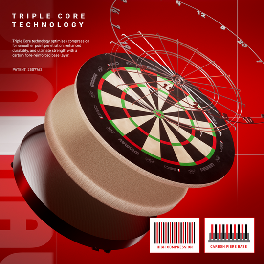 Winmau Blade 6 Triple Core 360 steel dartboard Dieses Bild zeigt vermutlich ein weiteres Winmau Blade 360 Steeldartboard aus einer anderen Perspektive. Es hilft Kunden, das Produkt besser zu erkennen.