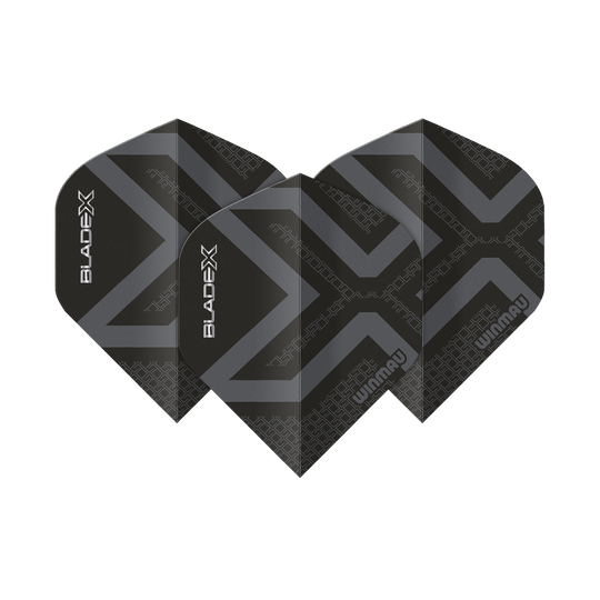 Winmau Prism Delta Blade X Metallic Black No2 Standard Flights Abgebildet ist ein Winmau Prism Delta Blade X Metallic Black No2 Standard Flight. Das Produkt erscheint in schwarzer Metallic-Farbe.