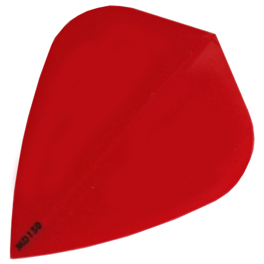 MD150-Kite-Rot Das Bild zeigt das Produkt „McDart MD150 - Kite Flight“. Es handelt sich um ein rotes Dart-Flight in Kite-Form mit der Aufschrift „MD150“ in einer Ecke.