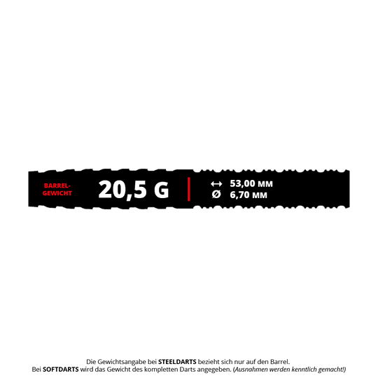 Abgebildet ist ein Artikel namens CB1896_Caliburn_Awakening_ET_Softdarts_5_205g. Es scheint sich um einen Softdart mit einem Gewicht von 20,5 Gramm zu handeln.