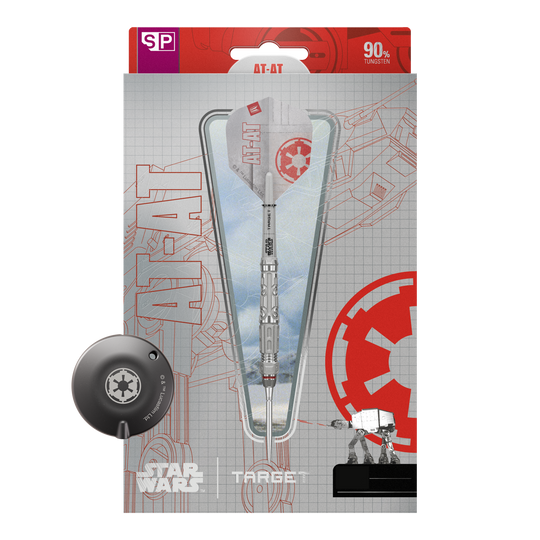 Target Star Wars AT-AT Swiss Point steel darts Dieses Bild zeigt die Target Star Wars AT-AT Swiss Point Steeldarts. Die Abbildung präsentiert die besonderen Merkmale der Pfeile.