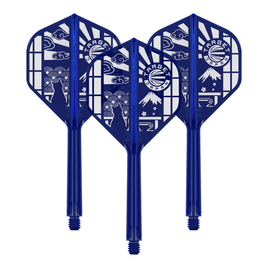 Target Japan K-Flex Blue Limited No2 Standard Flights Ein Set von Target Japan K-Flex Blue Limited No2 Flights 33mm wird dargestellt. Das Set zeigt blaue Dartflights.