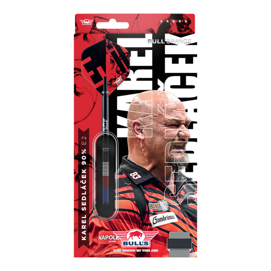 Bulls NL Karel Sedlacek E2 steel darts - 24g Auf dem Bild befinden sich die Bulls NL Karel Sedlacek E2 Steeldarts - 24g. Sie sind ideal für Dartspieler, die Präzision und Qualität schätzen.