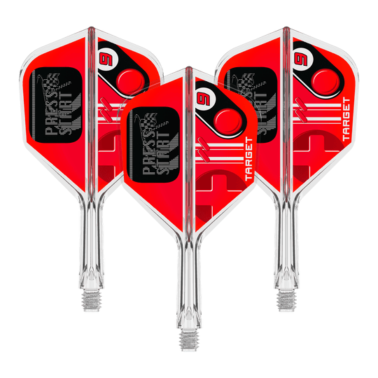 Abgebildet ist das Produkt 410582_Target_K-Flex_PressStart_No6_Flights_19mm_1Set. Das Produkt besteht vermutlich aus einem Set von Dart-Flights.
