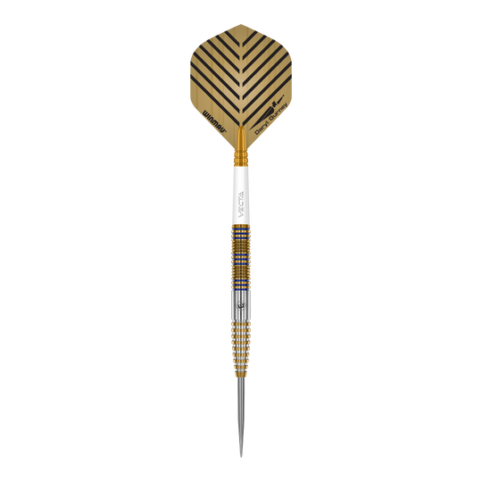 Zu sehen sind die Winmau Daryl Gurney Signature Edition Steeldarts mit einem Gewicht von 23g. Das Produkt wird aus nächster Nähe gezeigt.