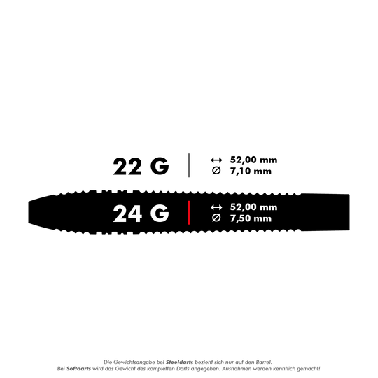 190216_Target_Nathan_Aspinall_Black_Swiss_Point_Steeldarts_5_24g Das Bild zeigt die technischen Daten eines Steeldarts. Der Dart wiegt 24 Gramm, ist 52,00 mm lang und hat einen Durchmesser von 7,50 mm.