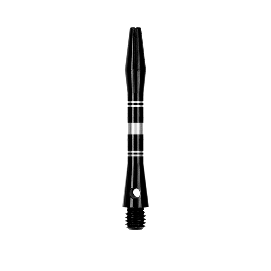 Das Bild zeigt Aluminium Shafts in Schwarz und Silber. Das Produkt ist in Nahaufnahme abgebildet.