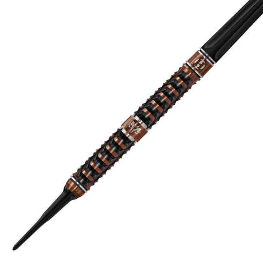 Harrows Tungsten Trinity soft darts Zu sehen sind die Harrows Wolfram Trinity Softdarts. Das Bild stellt die Details und Form der Softdarts dar.