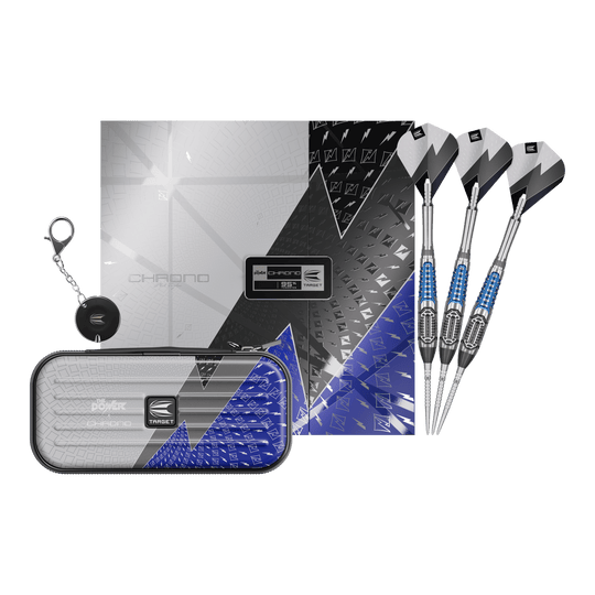 Target Phil Taylor Power X Chrono Swiss Points steel darts Dieses Bild stellt die Target Phil Taylor Power X Chrono Swiss Points Steeldarts dar. Die Darts sind für professionelle Spieler konzipiert.