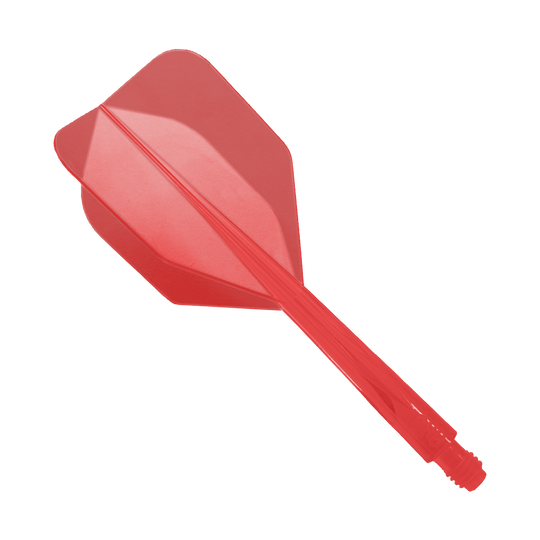 Condor Ax Red Flight System Small - XL - 37.5 mm Das Bild zeigt ein rotes Dartflight-System mit integriertem Schaft. Es handelt sich um das Modell "Condor Axe Red Flight-System Small - XL - 37,5 mm".