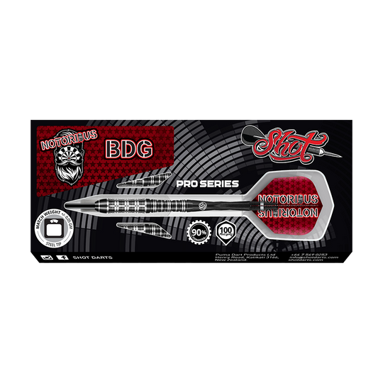 Shot Pro Series Jason Watt Notorious BDG Steel Darts - 24g