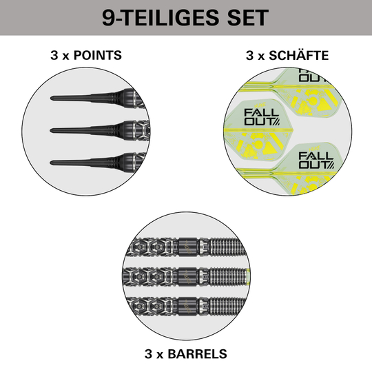 Target Luke Littler Nuke Fallout Soft Darts - 19g Target Luke Littler Nuke Fallout Soft Darts - 19g