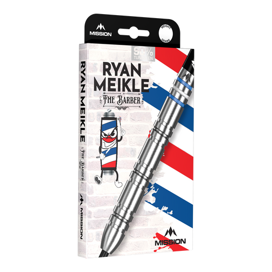 Mission Ryan Meikle The Barber Steeldarts - 23g Hier sieht man die Mission Ryan Meikle The Barber Steeldarts - 23g. Diese Darts zeichnen sich durch ihr einzigartiges Design aus.