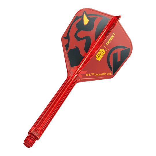Target Star Wars K-Flex Darth Maul No6 Flights Ein einzelner Dartflight mit dem Titel '410522_Target_StarWars_KFlex_DarthMaul_No6_Flights_Medium_33mm_1'. Das Bild zeigt ein Star Wars Motiv im Darth Maul Design in mittlerer Größe.