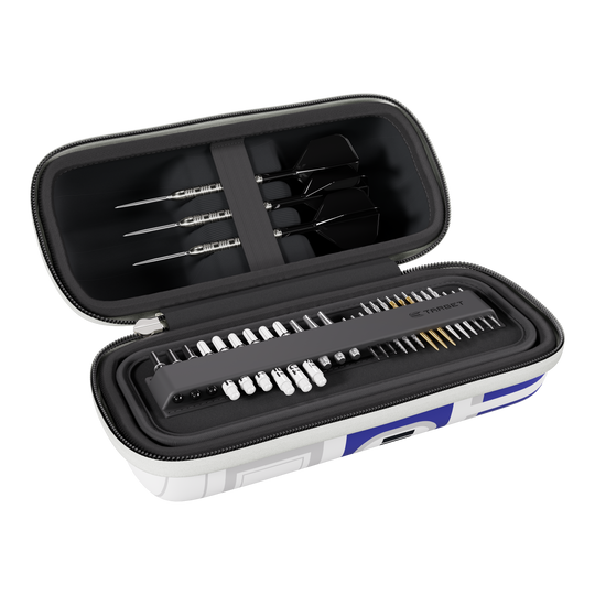 Target Star Wars Boa Dartcase - R2D2 Hier sieht man das Target Star Wars Boa Dartcase - R2D2. Die Aufbewahrungstasche ist im Stil von R2D2 gestaltet.