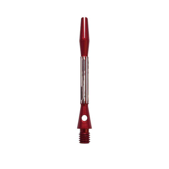 Das Foto zeigt die Bulls NL Flash 2 Aluminium Shafts in Rot, 46 mm lang. Die Shafts sorgen für mehr Haltbarkeit bei Dartpfeilen.