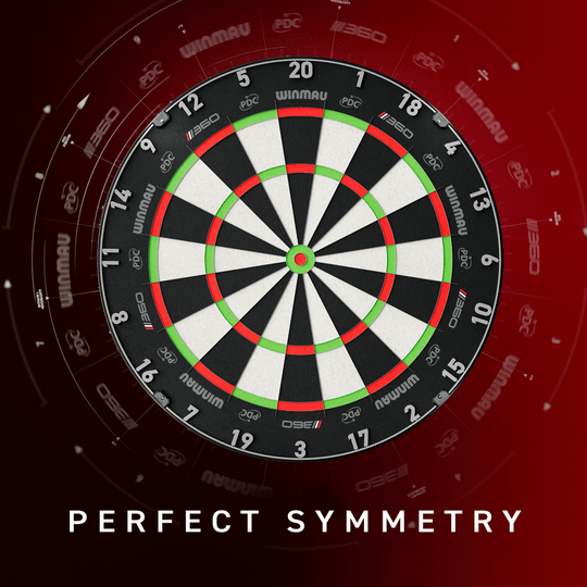 Winmau Blade 6 Triple Core 360 steel dartboard Zu sehen ist wahrscheinlich ein Winmau Blade 360 Steeldartboard mit einer alternativen Ansicht. Das Bild dient zur Produktansicht im Shop.