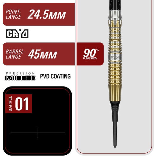 Target Black Marque Enzo Softdarts - 18g abgebildet. Schwarze Softdarts mit stilvollem Design, ideal für Präzisionsspieler.