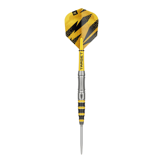 Dieses Bild zeigt Target Buzz 03 Swiss Points Steeldarts aus einer anderen Perspektive. Die Darts zeichnen sich durch ihr präzises Design aus.