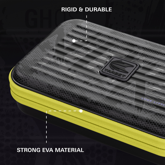 Takoma XL Ghost Series Luke Littler dart case Das Bild zeigt das Takoma XL Ghost Series Luke Littler Dartcase. Es handelt sich um ein Etui zum sicheren Transport von Darts.