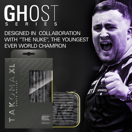 Takoma XL Ghost Series Luke Littler dart case Zu sehen ist das Takoma XL Ghost Series Luke Littler Dartcase. Das Dartcase ist modern gestaltet und dient zur Aufbewahrung von Darts.