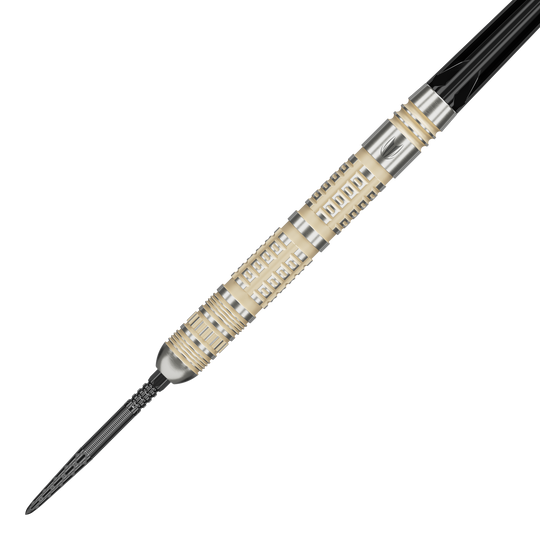 Target Dimitri Van Den Bergh 95K Swiss Point Steel Darts Abgebildet ist das Produkt Target Dimitri Van Den Bergh 95K Swiss Point Steeldarts. Das Bild zeigt die Steeldarts aus einer bestimmten Perspektive.