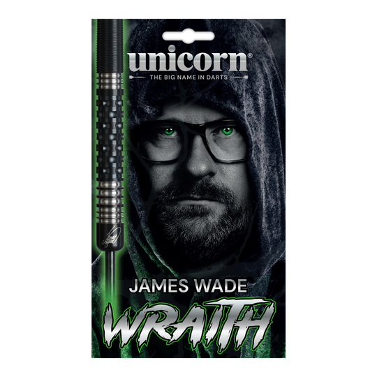 Unicorn Wraith James Wade steel darts Die Abbildung zeigt die Unicorn Wraith James Wade Steeldarts. Die Darts sind für Präzisionswürfe im Dartsport konzipiert.