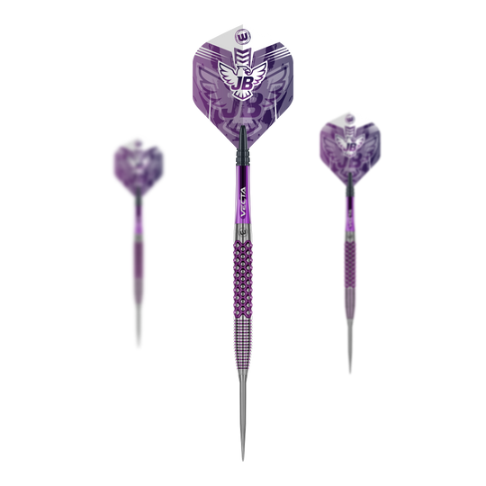 Hier ist ein Set der Winmau John Brown Signature Edition Steeldarts - 23g zu sehen. Das Set eignet sich optimal für Profis und Hobbyspieler.