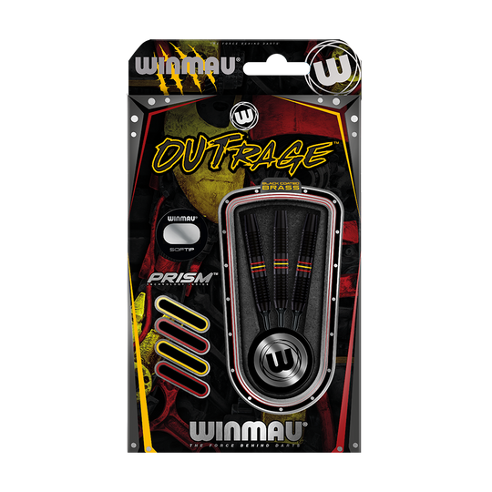 Winmau Outrage V1 Black Coated Brass Soft Darts - 18g