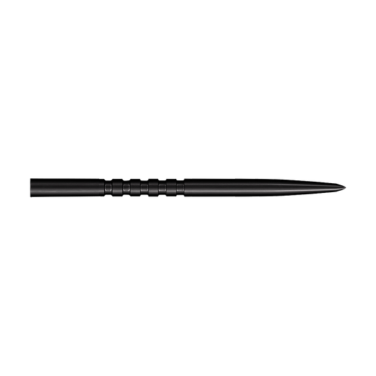 Auf diesem Bild sind schwarze Steeldartspitzen zu sehen. Das Modell Grip Point hat eine Länge von 45 mm.