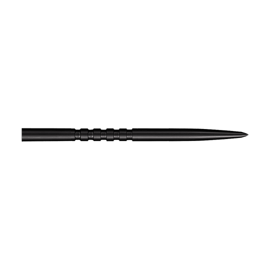 Shot Grip Point steel dart tips - Black Auf diesem Bild sind schwarze Steeldartspitzen zu sehen. Das Modell Grip Point hat eine Länge von 45 mm.