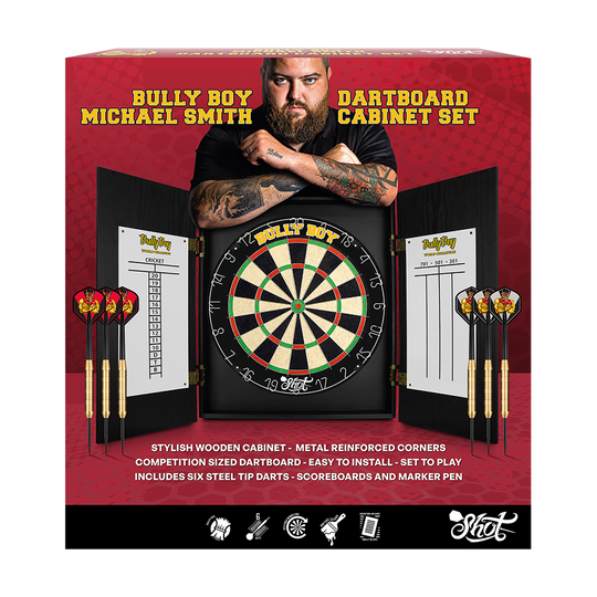 Shot Michael Smith Dartboard Cabinet Set