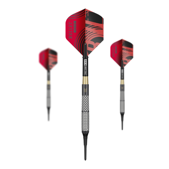 Target Stephen Bunting GEN5 Void Soft Darts - 18g Ein Set Target Stephen Bunting GEN5 Void Softdarts - 18g ist abgebildet. Auf dem Bild sieht man alle Bestandteile des Dartsets.