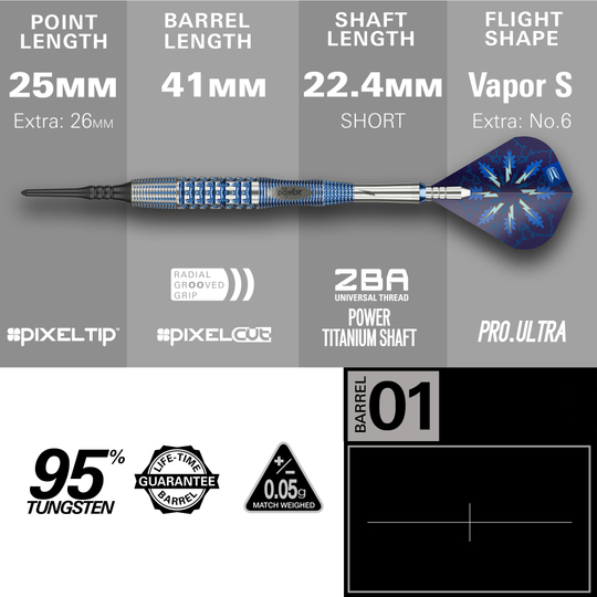 Target Phil Taylor Gx2 soft darts Zu sehen sind die Target Phil Taylor Gx2 Softdarts. Diese Softdarts bieten optimalen Halt und ein stilvolles Aussehen.