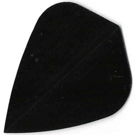 pr16 Das Bild zeigt ein schwarzes Dartflight mit schlichter, einfarbiger Oberfläche. Es handelt sich um das Produkt "Poly-Plain Flights PR16".