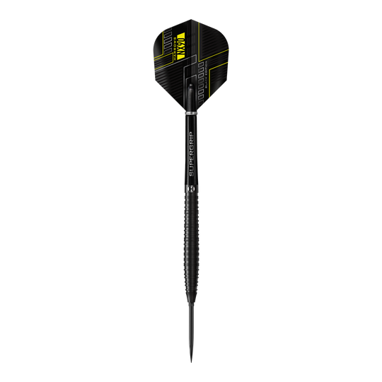 Harrows NX90 Black Edition Tapered Quick Point Steel Darts Das Bild zeigt die Harrows NX90 Black Edition Tapered Quick Point Steeldarts. Abgebildet ist das Produkt aus nächster Nähe.