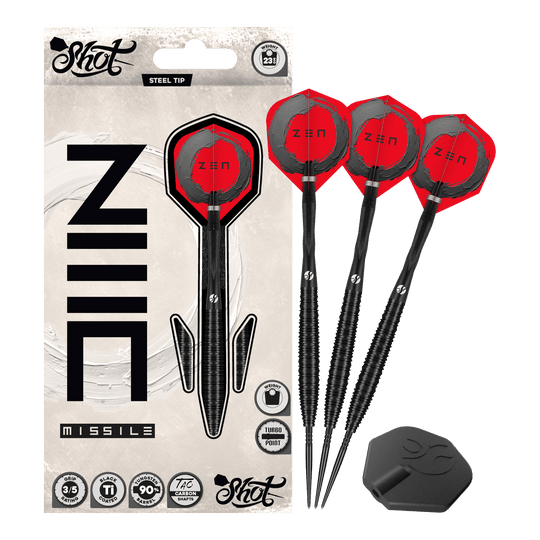 Shot ZEN Missile Turbo Point Steeldarts - 23g Dieses Bild zeigt Shot ZEN Missile Turbo Point Steeldarts - 23g als Gesamtansicht. Sie sind geeignet für das professionelle Dartspiel.