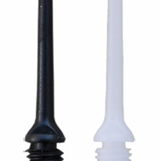 860_86351839a472f022 Das Bild zeigt zwei fiberglasverstärkte Spitzen in Schwarz und Weiß. Beide Spitzen haben ein Schraubgewinde am unteren Ende.