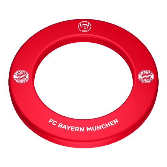 Bulls FC Bayern Munich Premium Dartboard Surround Das Bild zeigt das Bulls FC Bayern München Premium Dartboard Surround. Es handelt sich um eine hochwertige Umrandung für ein Dartboard im Design des FC Bayern München.