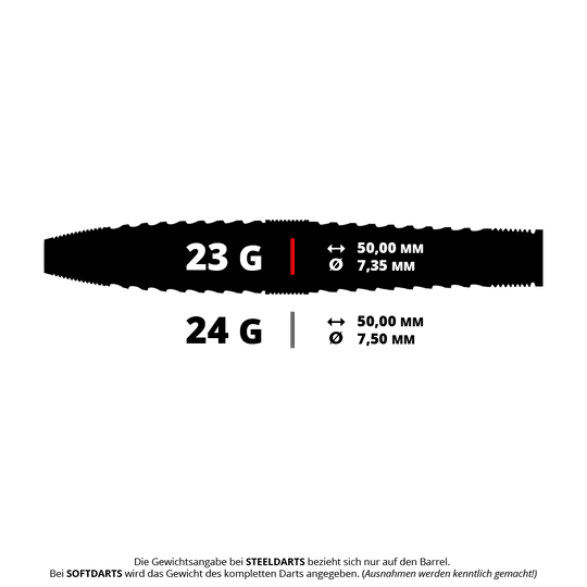 Harrows GEO Torpedo Quick Point Steel Darts Dieses Bild präsentiert Harrows GEO Torpedo QuickPoint Steeldarts mit einem Gewicht von 23g. Sie werden für das Steeldart-Spiel verwendet.