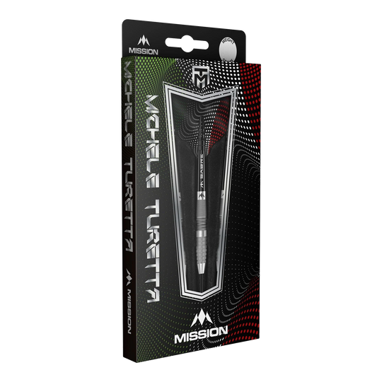 Mission Michele Turetta Sandblasted Steel Darts - 23g Die Mission Michele Turetta Sandblasted Steeldarts in 23g sind abgebildet. Die Dartpfeile verfügen über ein sandgestrahltes Design.