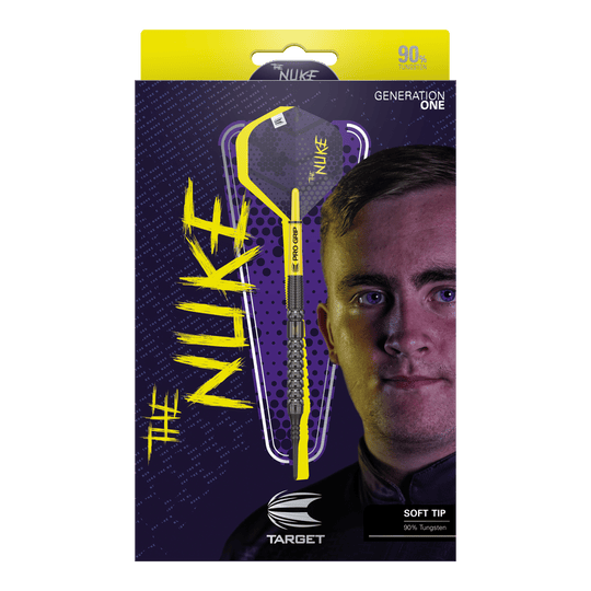 Target Luke Littler GEN1 Soft Darts - 19g Das Bild zeigt ein Dart-Produkt. Auf dem Bild ist '210324_Target_Luke_Littler_GEN1_Softdarts_3_(1)' als Dateiname angegeben.