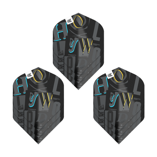 Target Pro Ultra Chris Dobey No2 Standard Flights - 3 Sets Das Bild zeigt drei Sets der "Target Pro Ultra Chris Dobey No2 Standard Flights". Die Flights sind schwarz mit farbigen Akzenten und modernen Schriftzügen gestaltet.