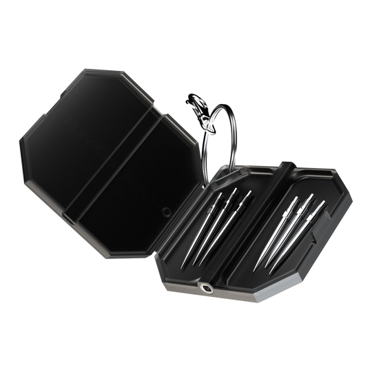 Harrow's Premium Quick Point Tool Case Abgebildet ist das Harrows Premium Quick Point Tool Case. Es bietet praktischen Stauraum für Dartzubehör.