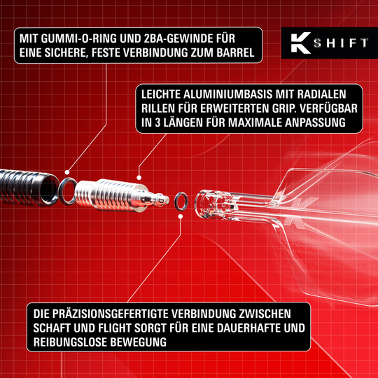 Target K-Shift No6 Flights - Schwarz. Schwarze Dart-Flights in No6-Form von Target sind abgebildet.